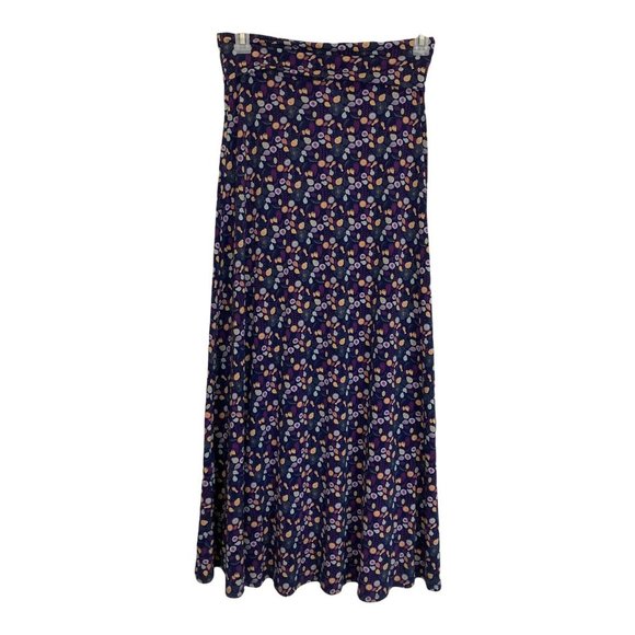 Lularoe Womens XS A-Line Maxi Skirt Purple Colorful Designs Stretch - Picture 2 of 5